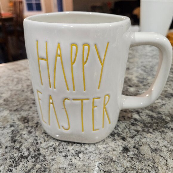 Rae Dunn Happy Easter Mug With Yellow Letters - Picture 1 of 3